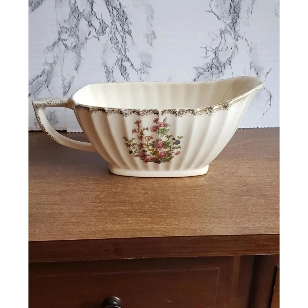 Vintage gravy boat, floral design